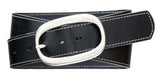Top Stitch, Oval Buckle- Black