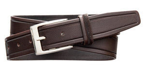 Diagonal Embossed Dress Belt - Chocolate