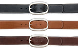 Top Stitch, Oval Buckle - Med Brown
