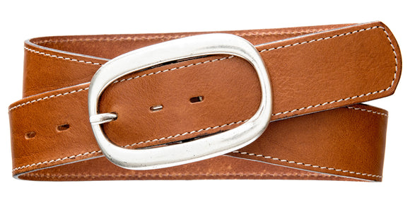 Top Stitch, Oval Buckle - Cognac