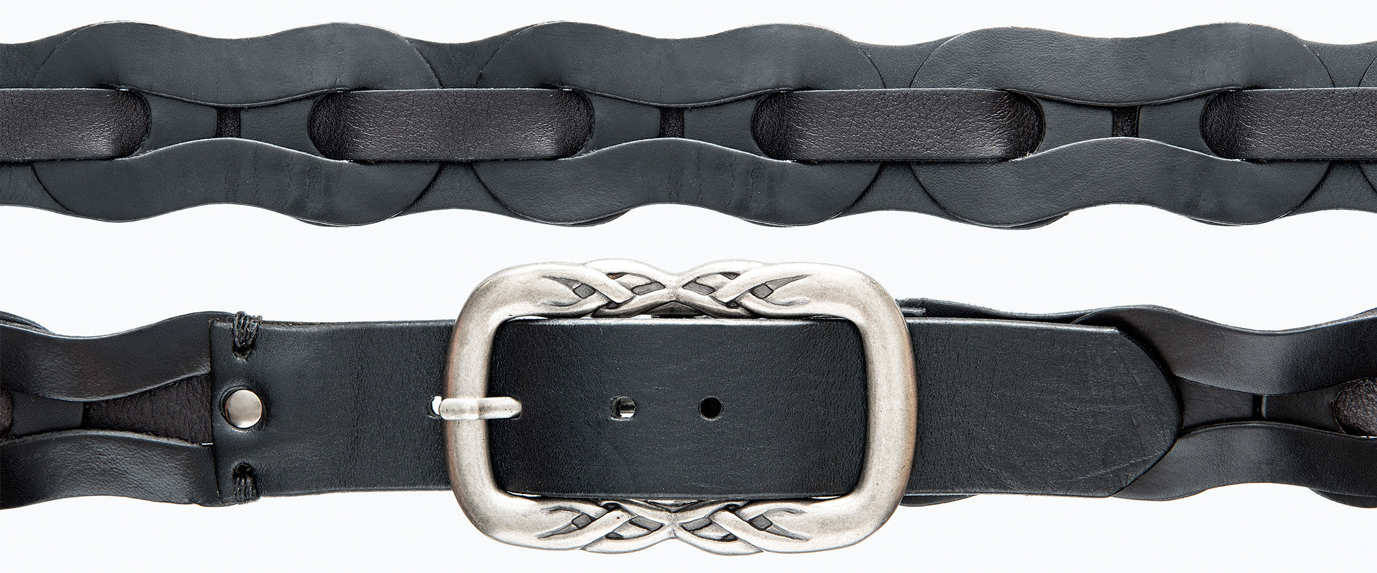 Women's Woven Leather and Nickel Design  Full Grain Leather Belt –  sourceapparel